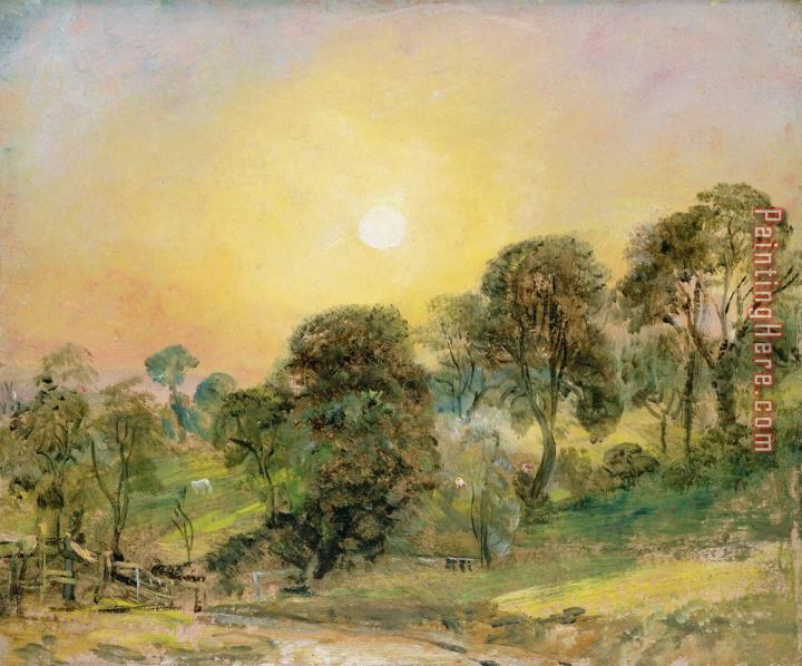 John Constable Trees on Hampstead Heath at Sunset
